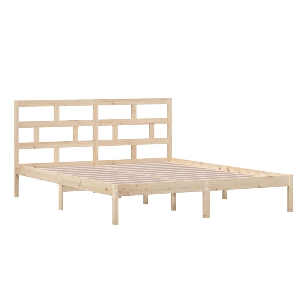 vidaXL Bed Frame without Mattress Solid Wood 160x200 cm - Brown - 205.5 x 166 x 100 cm - 64709