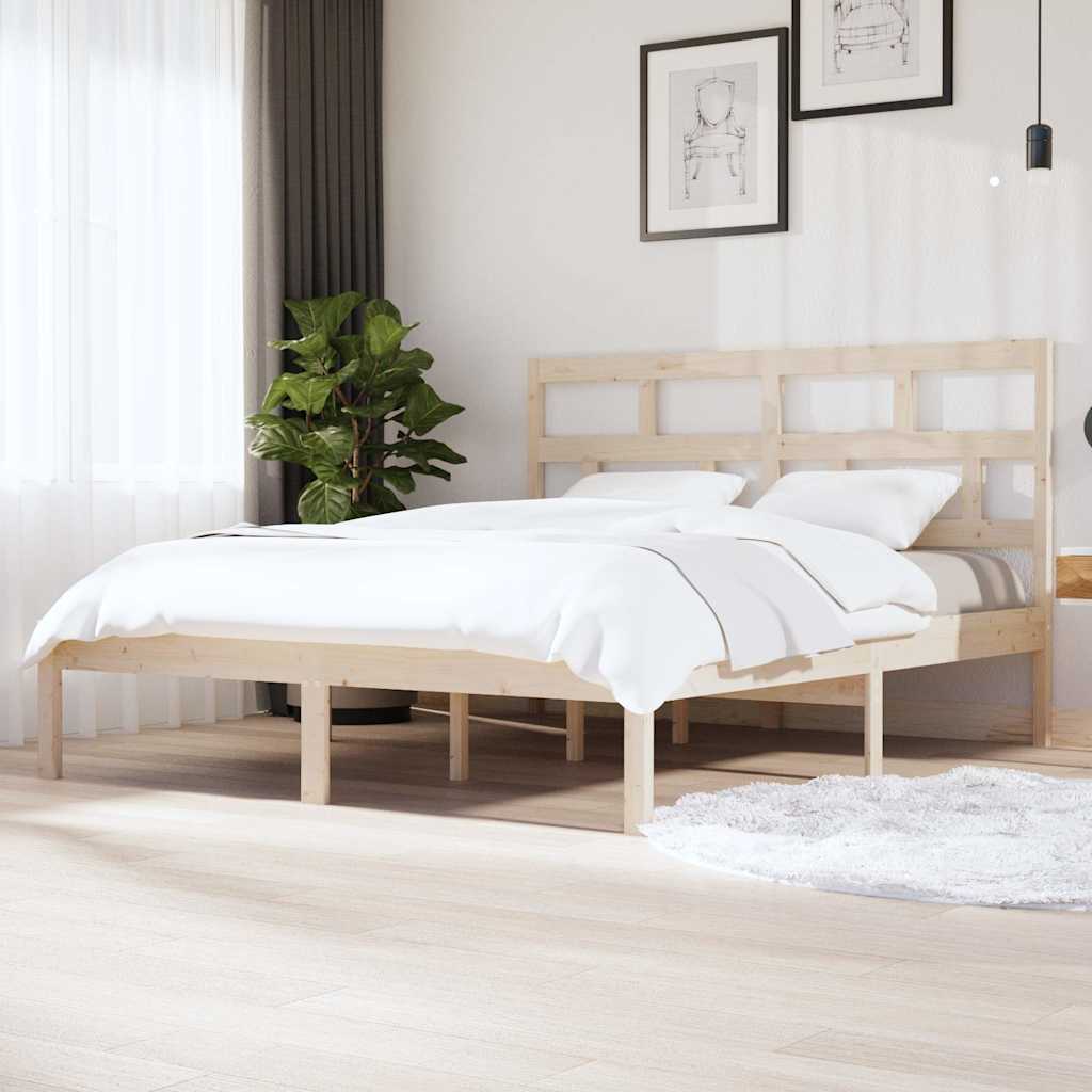 vidaXL Bed Frame without Mattress Solid Wood 160x200 cm - Brown - 205.5 x 166 x 100 cm - 64709