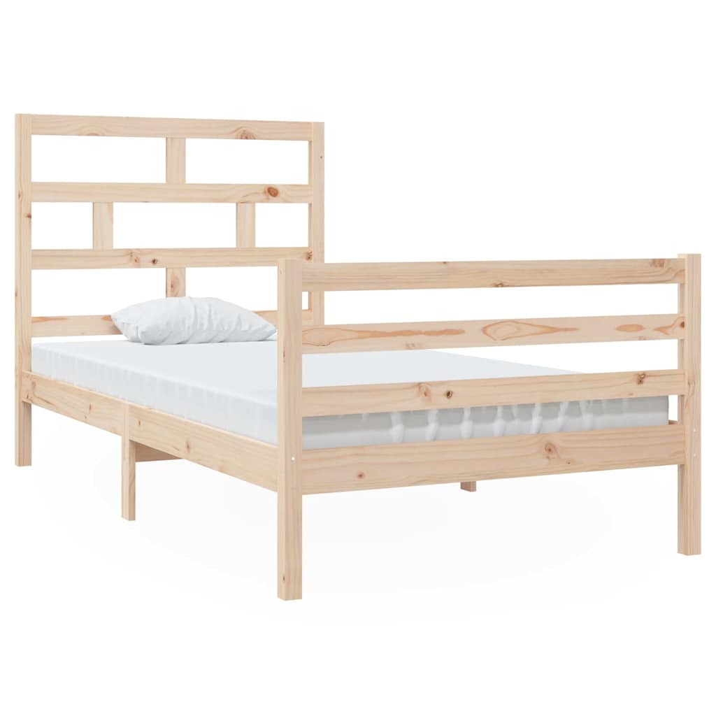 vidaXL Bed Frame without Mattress Solid Wood 100x200 cm - Brown - 205.5 x 106 x 100 cm - 64710