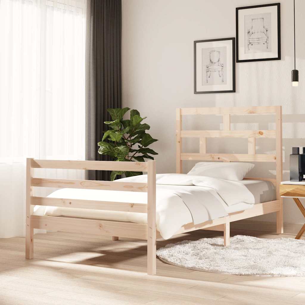 vidaXL Bed Frame without Mattress Solid Wood 100x200 cm - Brown - 205.5 x 106 x 100 cm - 64710