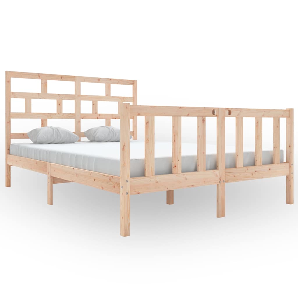 vidaXL Bed Frame without Mattress Solid Wood 140x200 cm - Brown - 205.5 x 145.5 x 69.5 cm