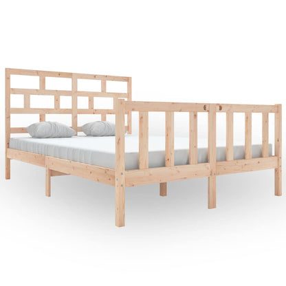 vidaXL Bed Frame without Mattress Solid Wood 140x200 cm - Brown - 205.5 x 145.5 x 69.5 cm