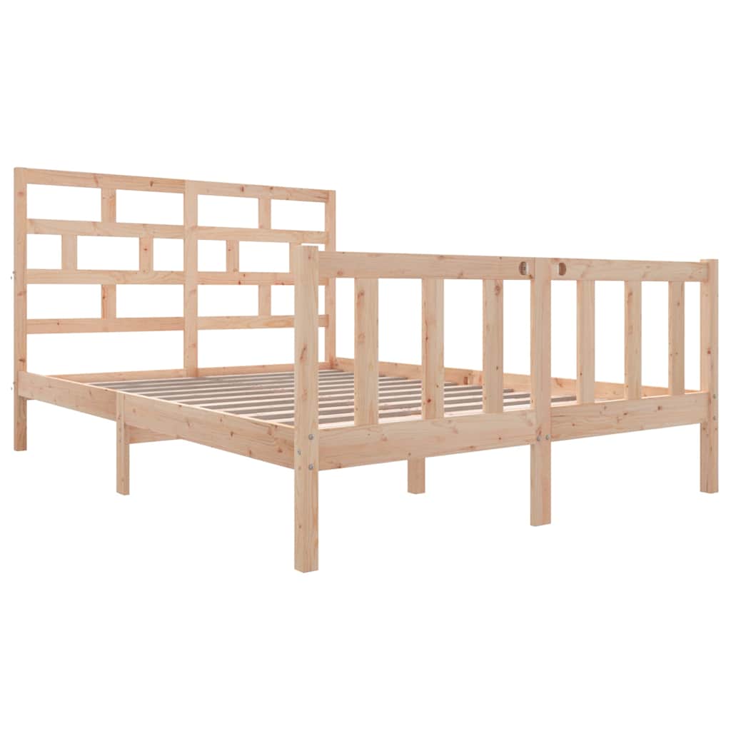 vidaXL Bed Frame without Mattress Solid Wood 140x200 cm - Brown - 205.5 x 145.5 x 69.5 cm