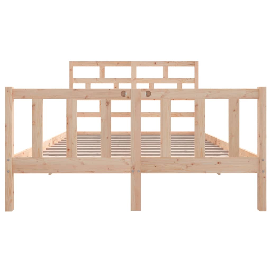 vidaXL Bed Frame without Mattress Solid Wood 140x200 cm - Brown - 205.5 x 145.5 x 69.5 cm