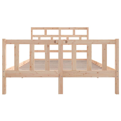 vidaXL Bed Frame without Mattress Solid Wood 140x200 cm - Brown - 205.5 x 145.5 x 69.5 cm