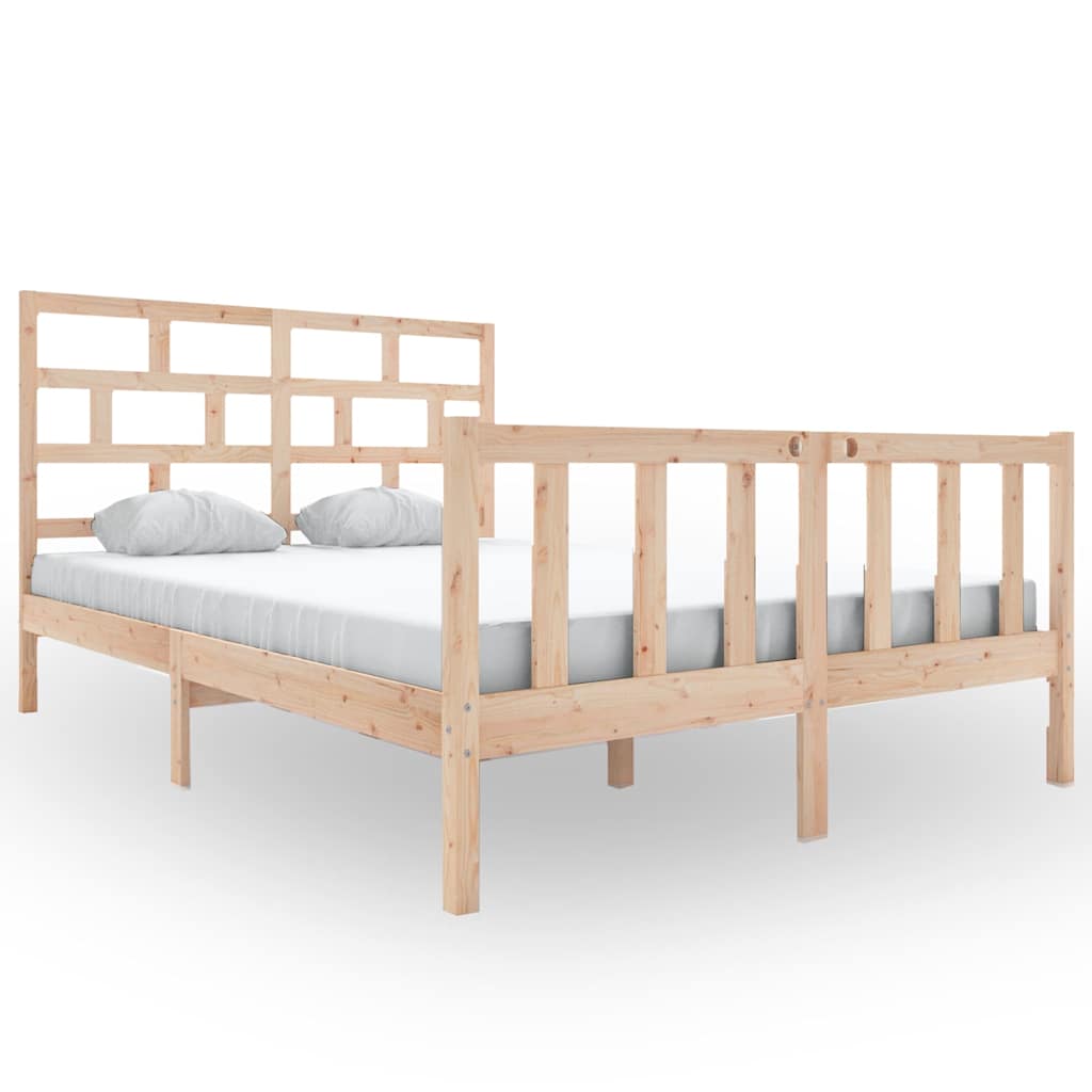 vidaXL Bed Frame without Mattress Solid Wood 160x200 cm - Brown - 205.5 x 165.5 x 69.5 cm