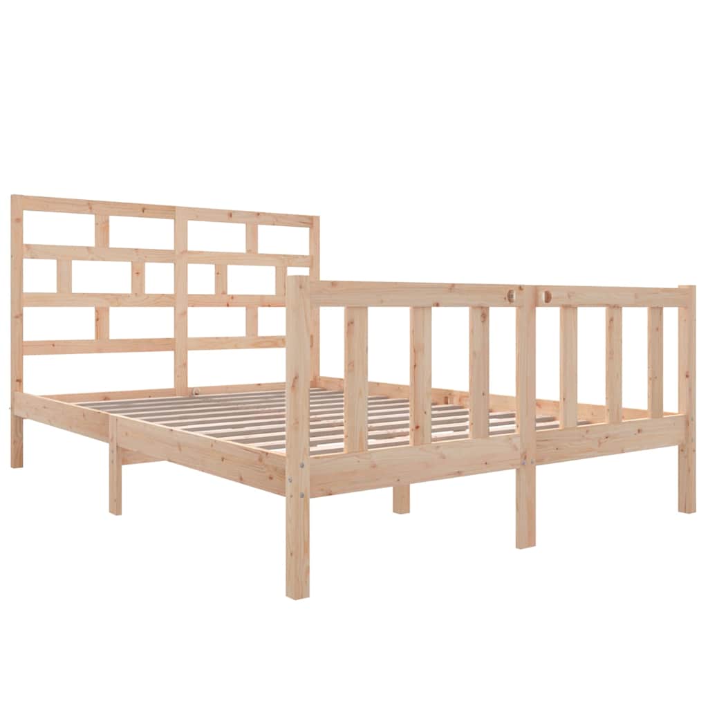 vidaXL Bed Frame without Mattress Solid Wood 160x200 cm - Brown - 205.5 x 165.5 x 69.5 cm