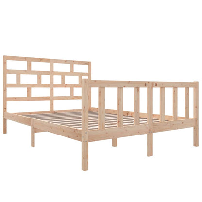 vidaXL Bed Frame without Mattress Solid Wood 160x200 cm - Brown - 205.5 x 165.5 x 69.5 cm