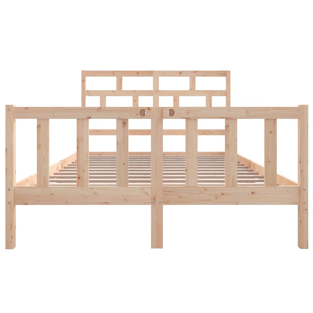 vidaXL Bed Frame without Mattress Solid Wood 160x200 cm - Brown - 205.5 x 165.5 x 69.5 cm