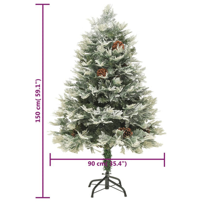 vidaXL Pre-lit Christmas Tree with Pine Cones Green 150 cm PVC&PE - 150 x 90 cm