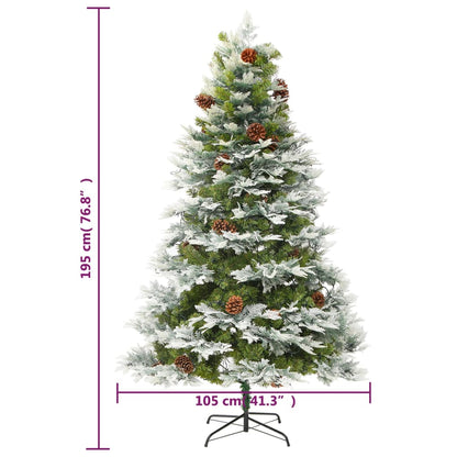 vidaXL Pre-lit Christmas Tree with Pine Cones Green 195 cm PVC&PE - 195 x 105 cm