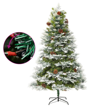 vidaXL Pre-lit Christmas Tree with Pine Cones Green 195 cm PVC&PE - 195 x 105 cm