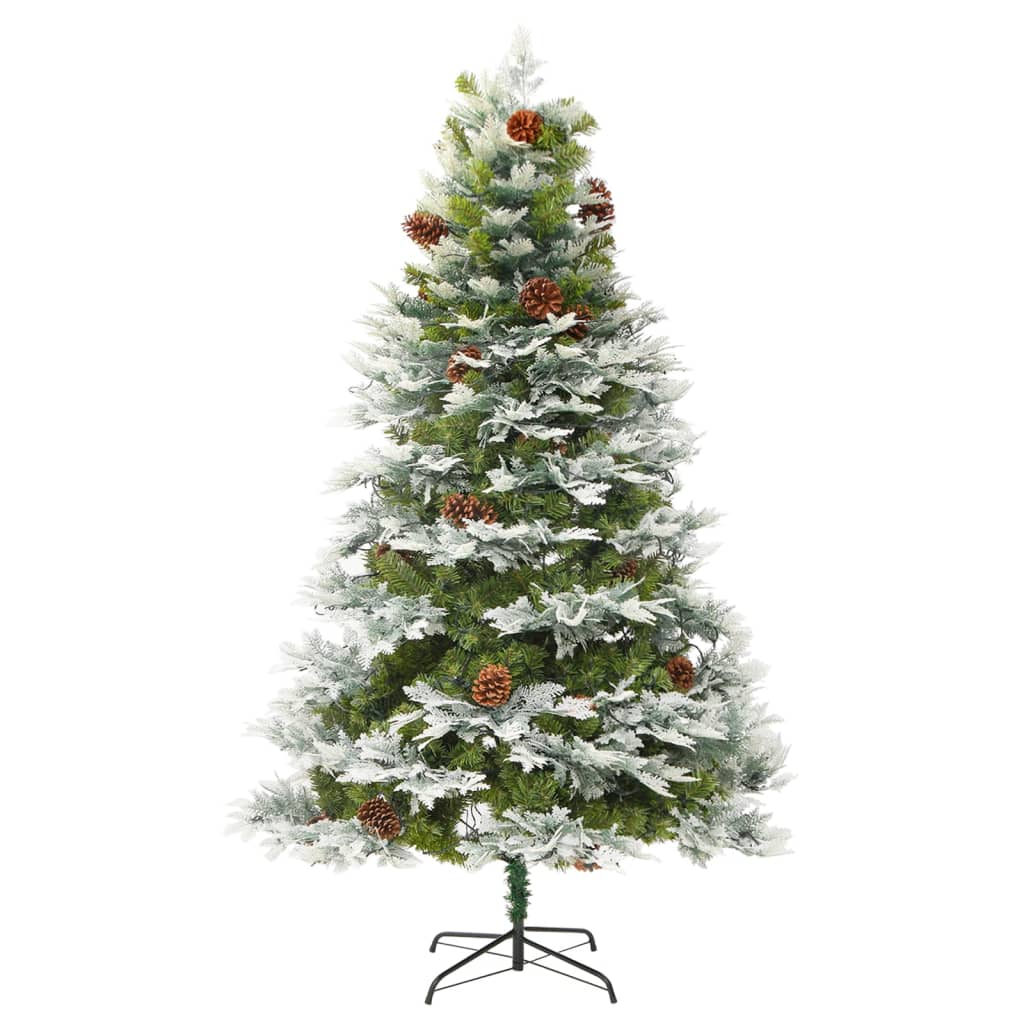 vidaXL Pre-lit Christmas Tree with Pine Cones Green 195 cm PVC&PE - 195 x 105 cm