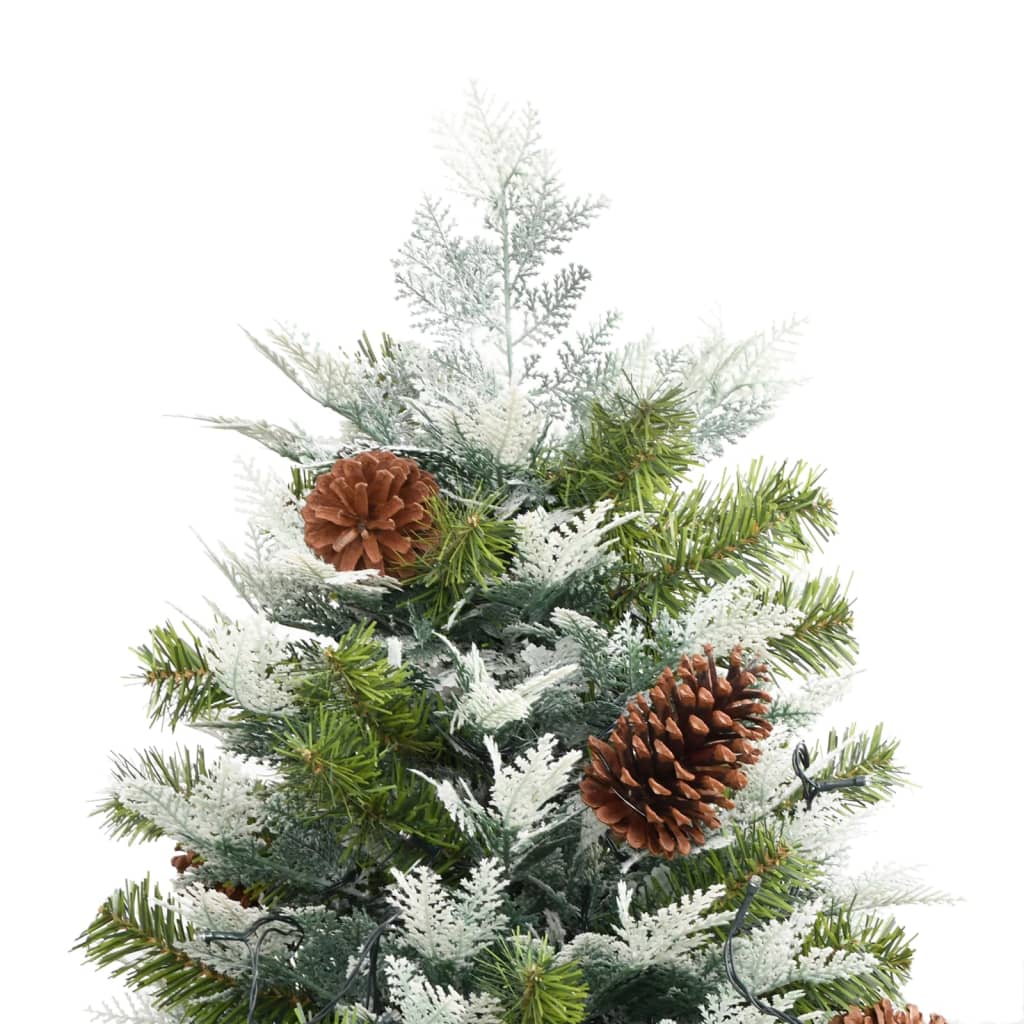 vidaXL Pre-lit Christmas Tree with Pine Cones Green 195 cm PVC&PE - 195 x 105 cm