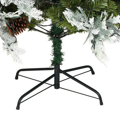 vidaXL Pre-lit Christmas Tree with Pine Cones Green 195 cm PVC&PE - 195 x 105 cm