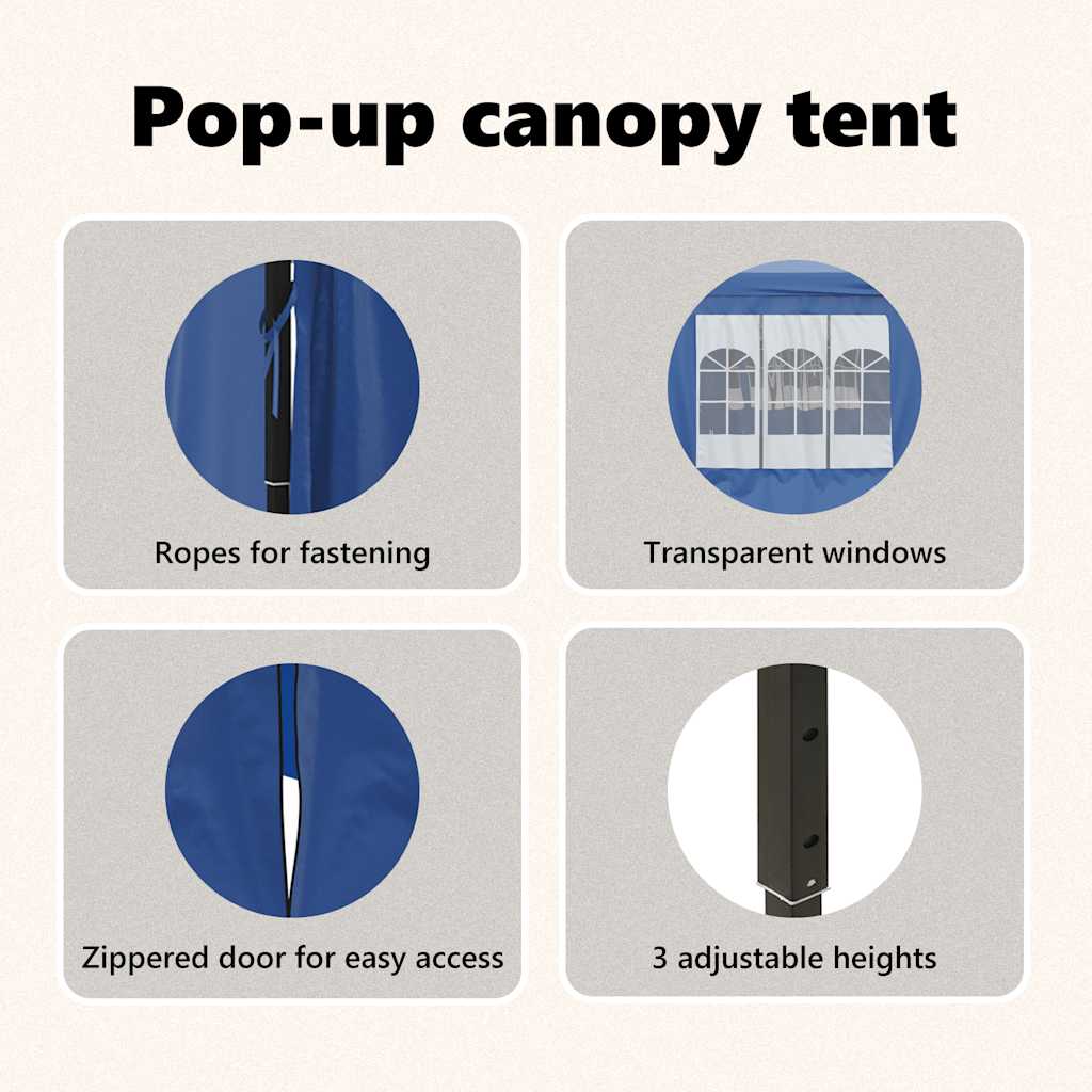 vidaXL Folding Party Tent with Sidewalls Blue 3x6 m