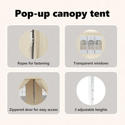 vidaXL Folding Party Tent with Sidewalls Cream 3x6 m