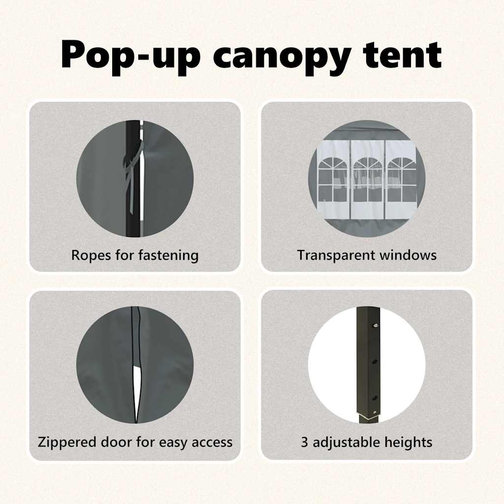 vidaXL Folding Party Tent with Sidewalls Anthracite 3x6 m