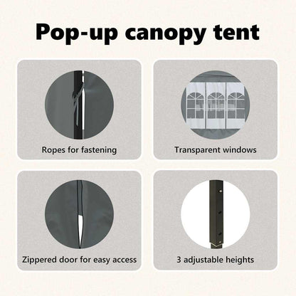 vidaXL Folding Party Tent with Sidewalls Anthracite 3x6 m