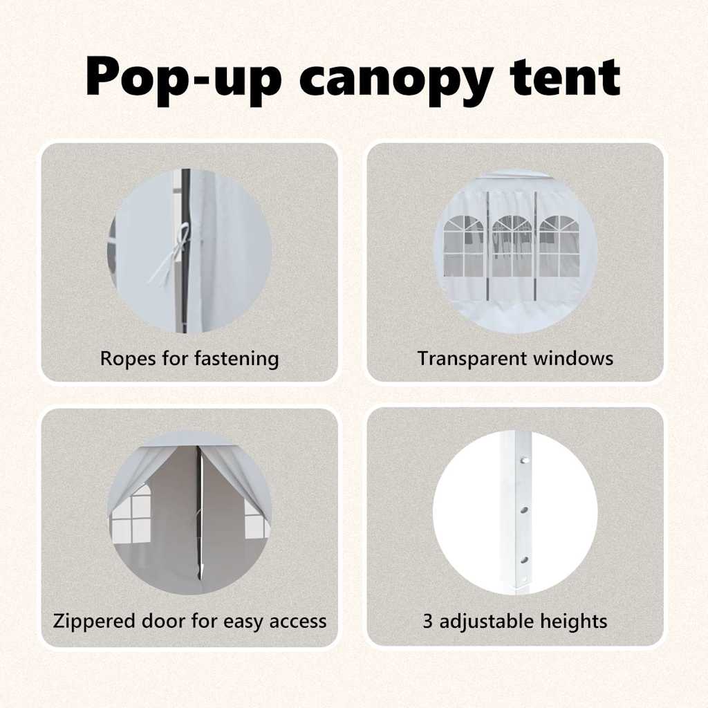 vidaXL Folding Party Tent with Sidewalls White 3x6 m