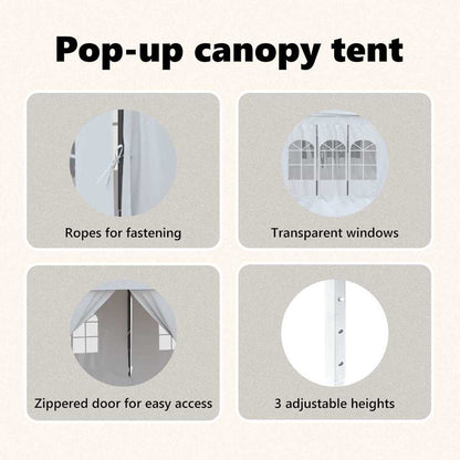 vidaXL Folding Party Tent with Sidewalls White 3x6 m