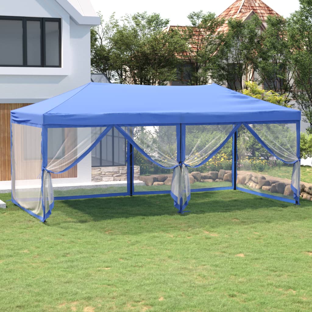 vidaXL Folding Party Tent with Sidewalls Blue 3x6 m - 12907