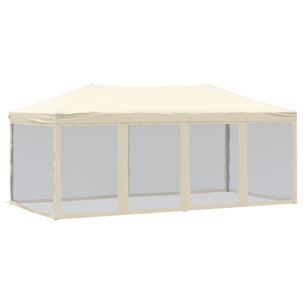vidaXL Folding Party Tent with Sidewalls Cream 3x6 m - 12908