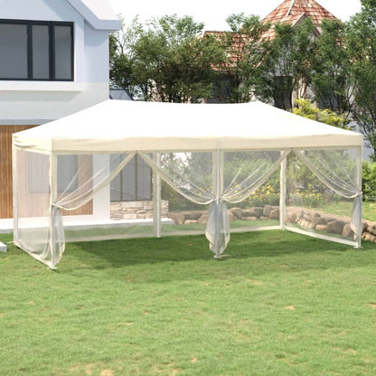 vidaXL Folding Party Tent with Sidewalls Cream 3x6 m - 12908