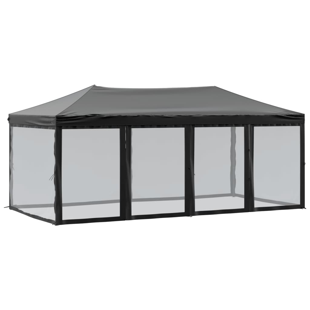 vidaXL Folding Party Tent with Sidewalls Black 3x6 m - 12923