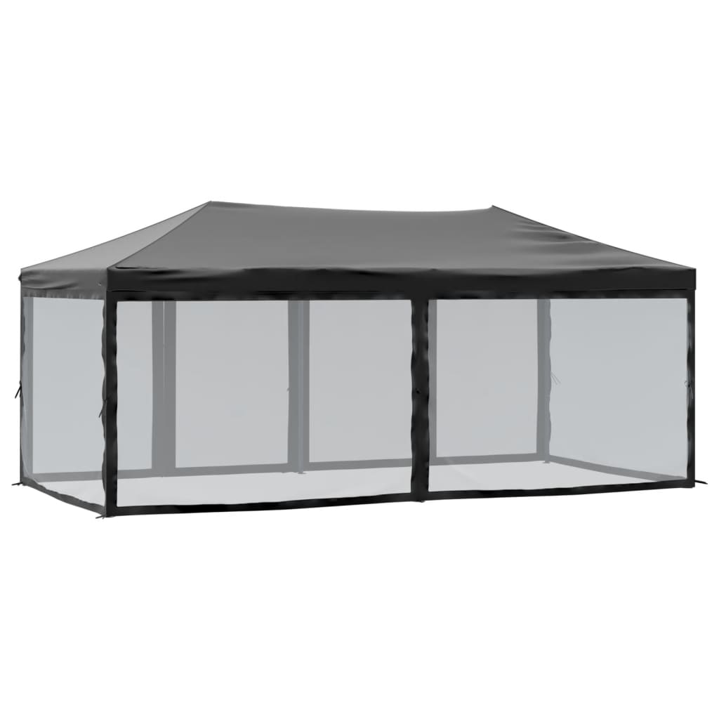 vidaXL Folding Party Tent with Sidewalls Black 3x6 m - 12923