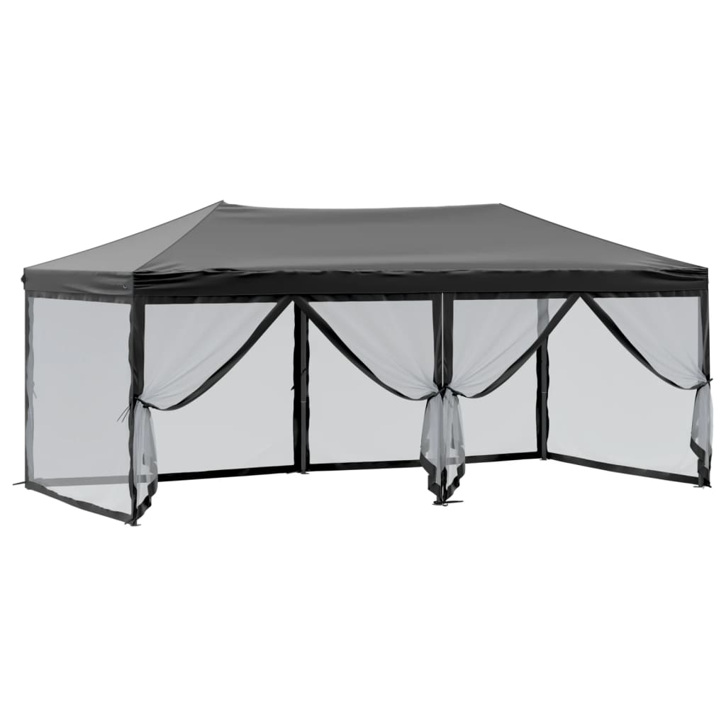 vidaXL Folding Party Tent with Sidewalls Black 3x6 m - 12923
