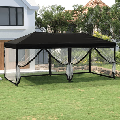 vidaXL Folding Party Tent with Sidewalls Black 3x6 m - 12923