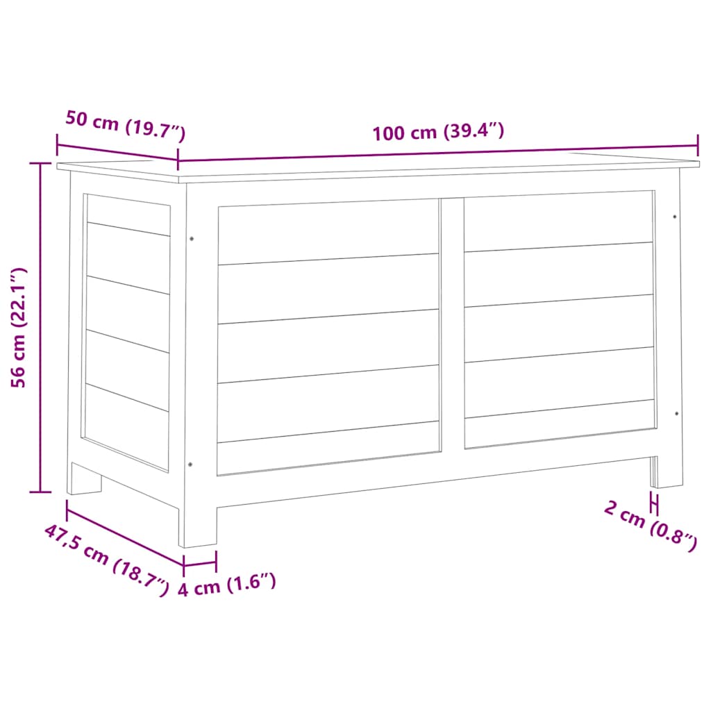 vidaXL Outdoor Cushion Box 100x50x56 cm Solid Wood Fir - Brown