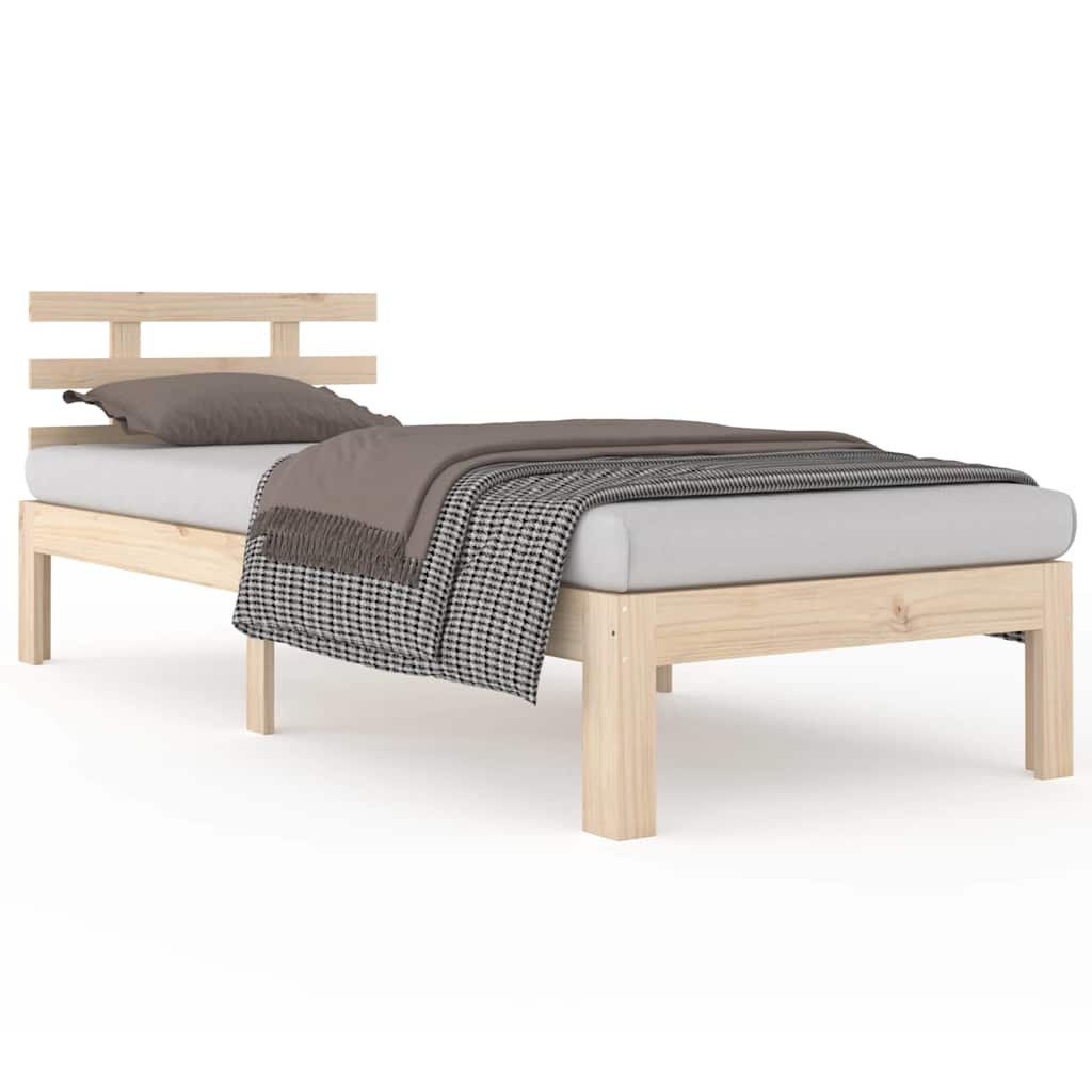 vidaXL Bed Frame without Mattress Solid Wood 90x200 cm - Brown - 205.5 x 95 x 69.5 cm