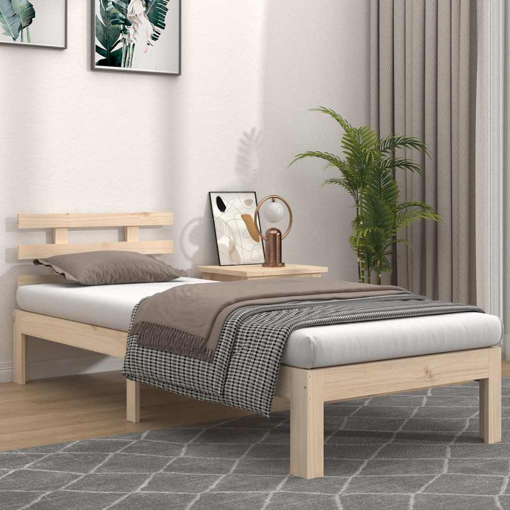 vidaXL Bed Frame without Mattress Solid Wood 100x200 cm - Brown - 205.5 x 103.5 x 69.5 cm