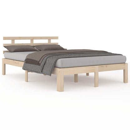 vidaXL Bed Frame without Mattress Solid Wood 140x200 cm - Brown - 205.5 x 143.5 x 69.5 cm