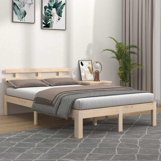 vidaXL Bed Frame without Mattress Solid Wood 150x200 cm King Size - Brown - 205.5 x 153.5 x 69.5 cm
