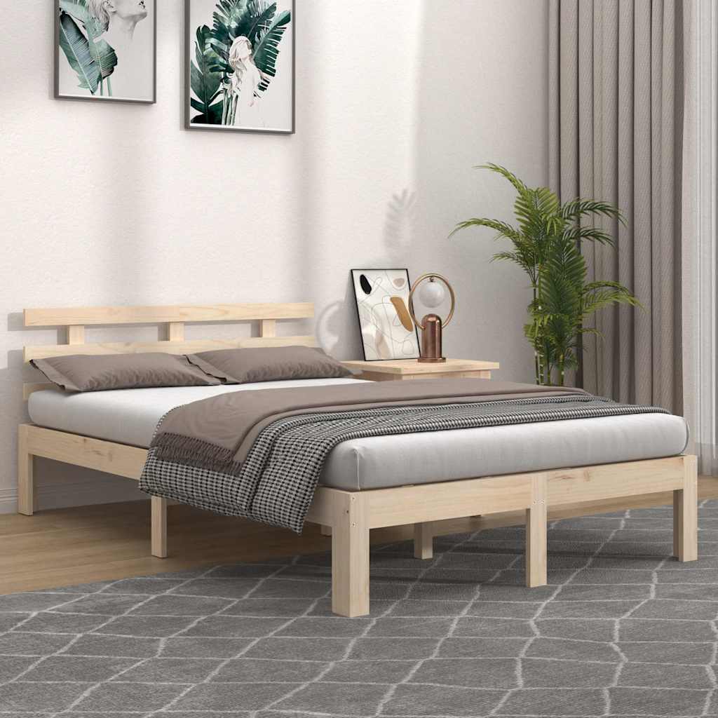 vidaXL Bed Frame without Mattress Solid Wood 200x200 cm - Brown - 205.5 x 203.5 x 69.5 cm