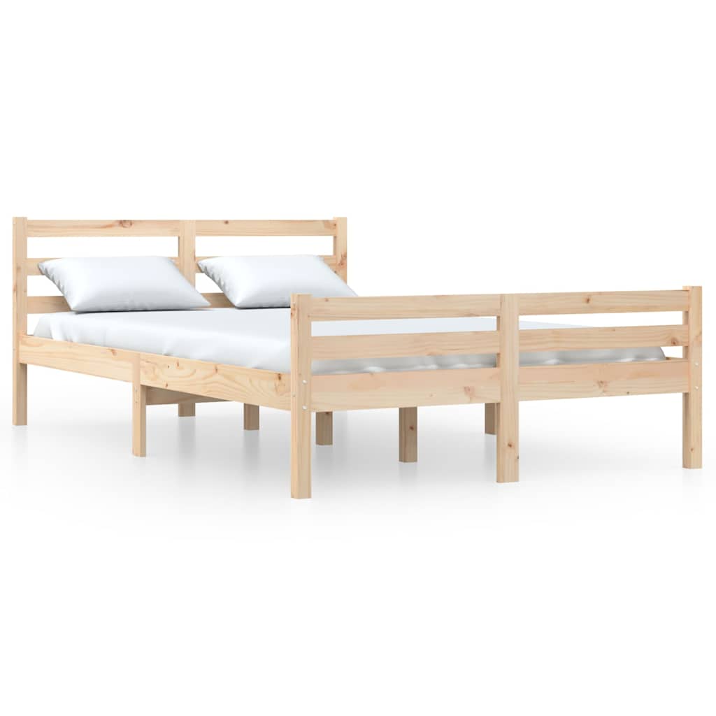 vidaXL Bed Frame without Mattress Solid Wood 150x200 cm King Size - Brown - 205.5 x 155.5 x 69.5 cm