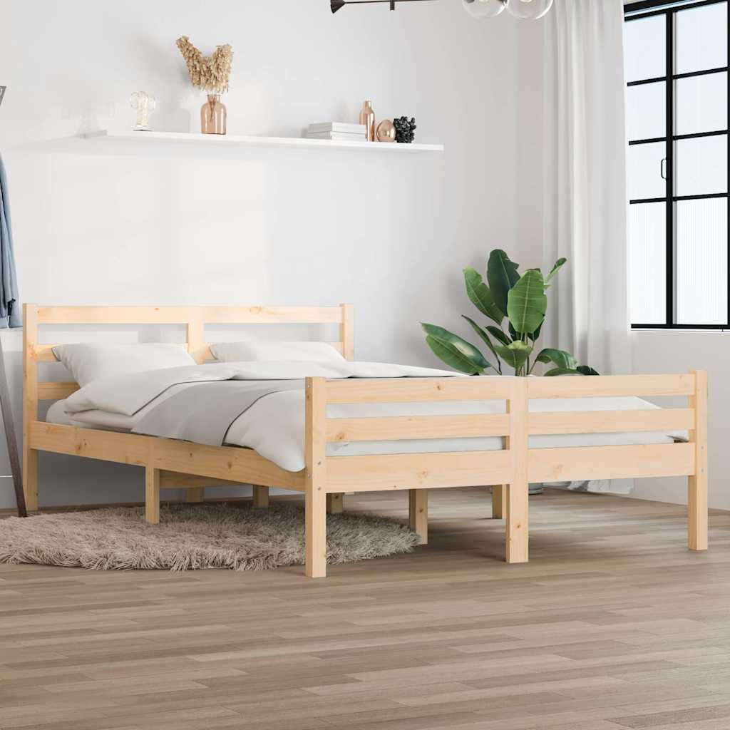 vidaXL Bed Frame without Mattress Solid Wood 150x200 cm King Size - Brown - 205.5 x 155.5 x 69.5 cm