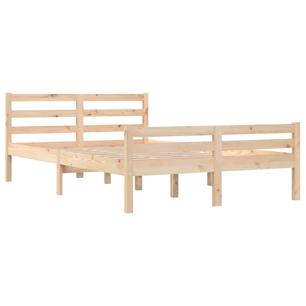 vidaXL Bed Frame without Mattress Solid Wood 160x200 cm - Brown - 205.5 x 165.5 x 69.5 cm - 65023