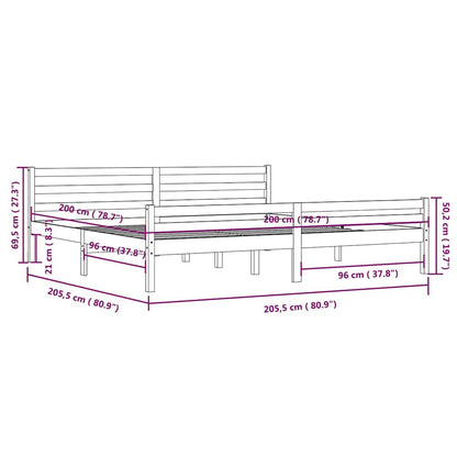 vidaXL Bed Frame without Mattress Solid Wood 200x200 cm - Brown - 205.5 x 205.5 x 69.5 cm