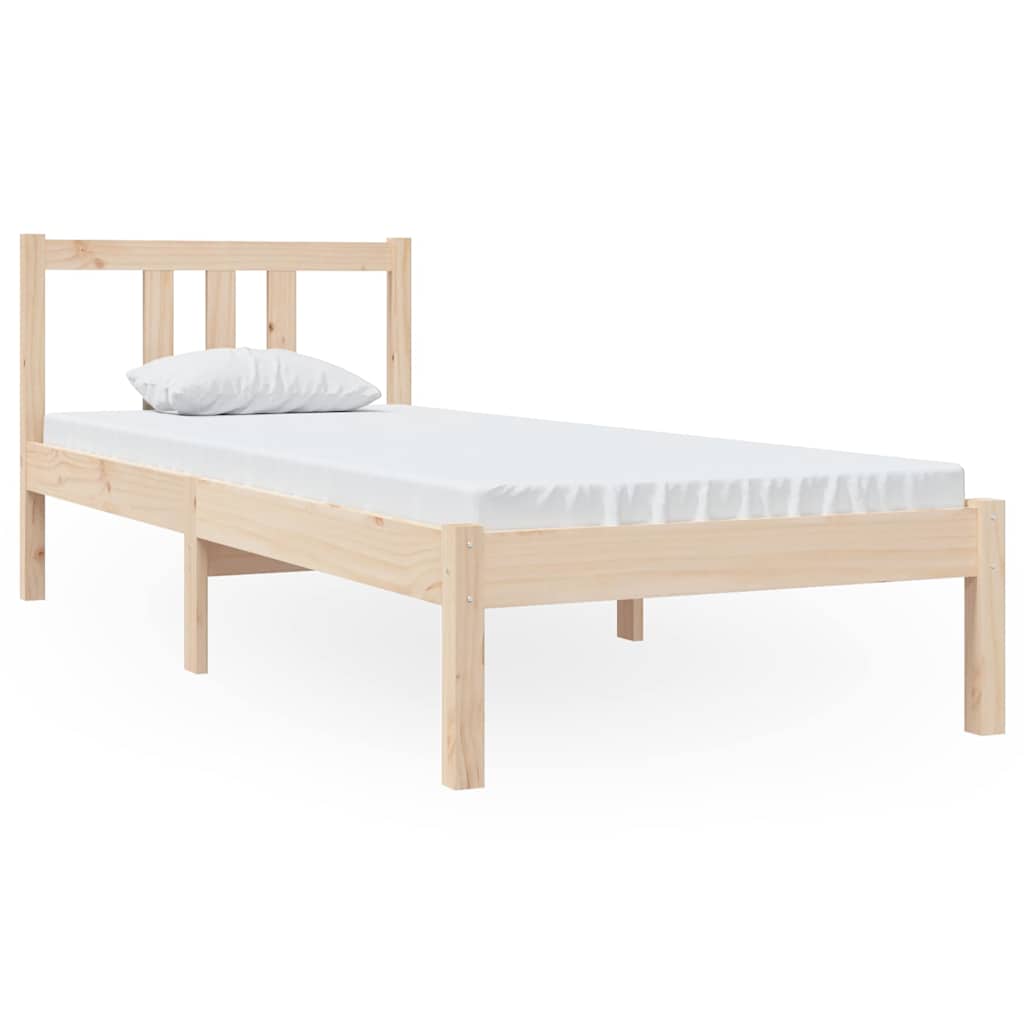 vidaXL Bed Frame without Mattress Solid Wood 75x190 cm Small Single - Brown - 195.5 x 80.5 x 69.5 cm