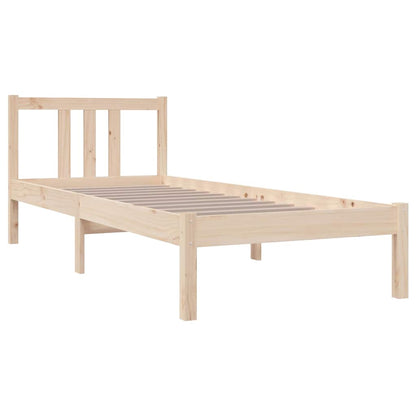 vidaXL Bed Frame without Mattress Solid Wood 75x190 cm Small Single - Brown - 195.5 x 80.5 x 69.5 cm