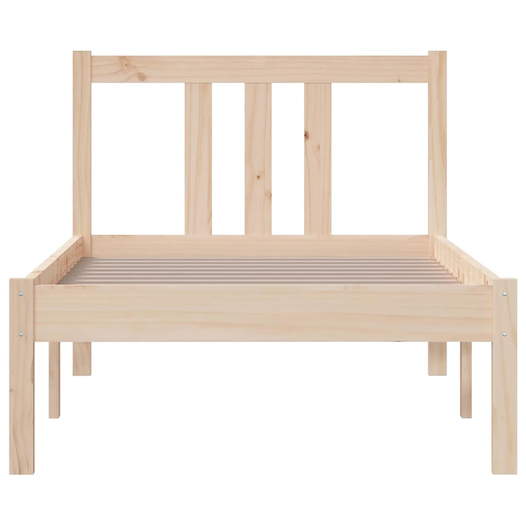 vidaXL Bed Frame without Mattress Solid Wood 75x190 cm Small Single - Brown - 195.5 x 80.5 x 69.5 cm