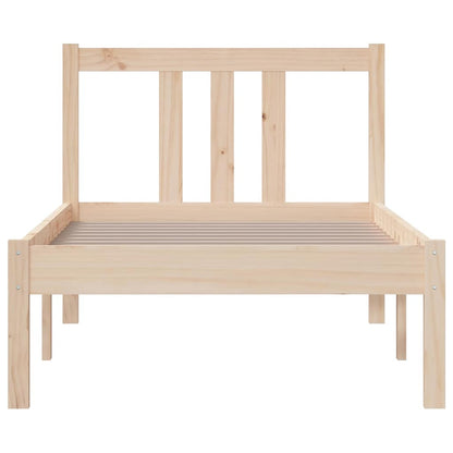 vidaXL Bed Frame without Mattress Solid Wood 75x190 cm Small Single - Brown - 195.5 x 80.5 x 69.5 cm