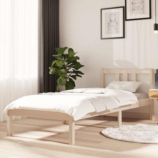 vidaXL Bed Frame without Mattress Solid Wood 75x190 cm Small Single - Brown - 195.5 x 80.5 x 69.5 cm