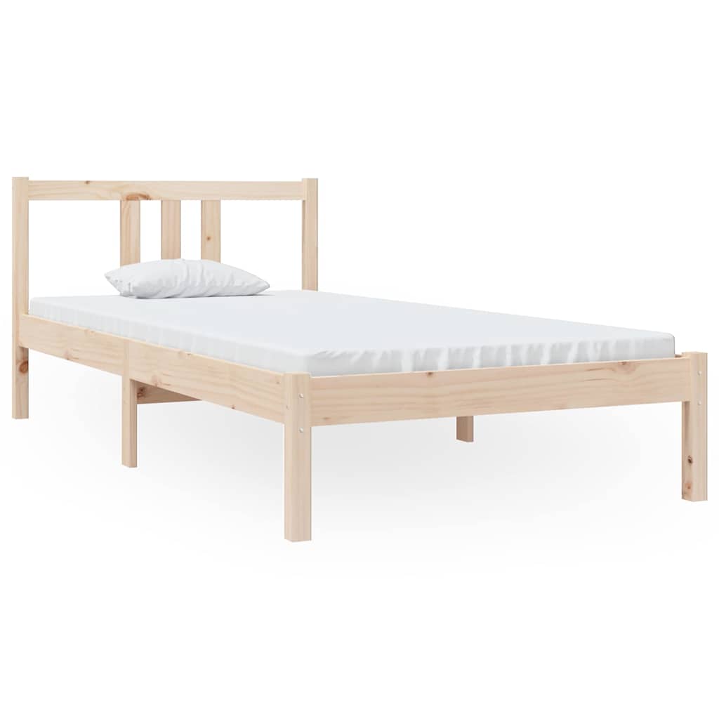 vidaXL Bed Frame without Mattress Solid Wood 90x190 cm Single - Brown - 195.5 x 95.5 x 69.5 cm