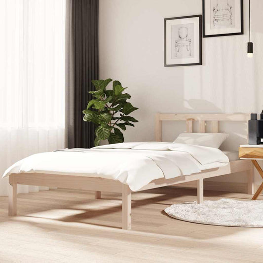 vidaXL Bed Frame without Mattress Solid Wood 90x190 cm Single - Brown - 195.5 x 95.5 x 69.5 cm