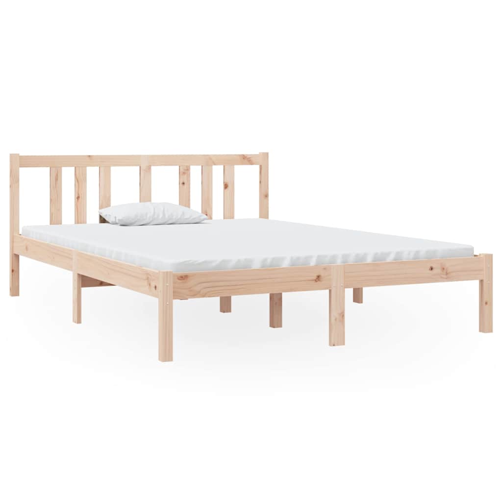 vidaXL Bed Frame without Mattress Solid Wood 135x190 cm Double - Brown - 195.5 x 140.5 x 69.5 cm - 65050